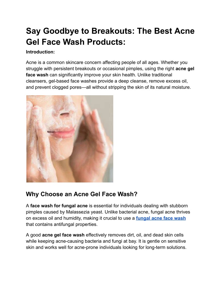 say goodbye to breakouts the best acne gel face n.w