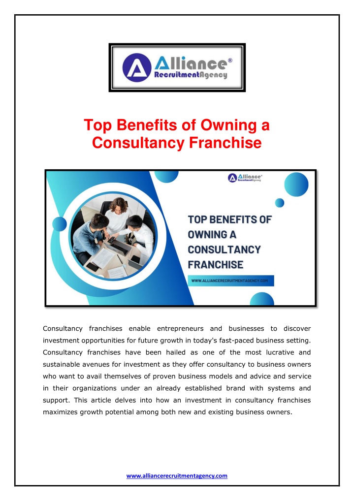 top benefits of owning a consultancy franchise n.w