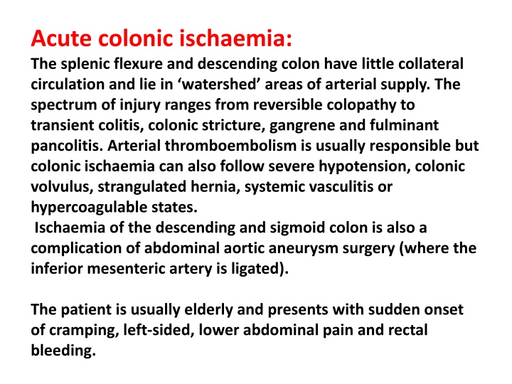 Acute colonic ischaemia: