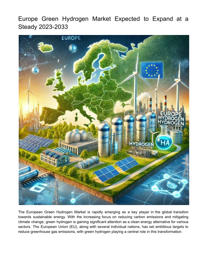europe green hydrogen market expected to expand n.w