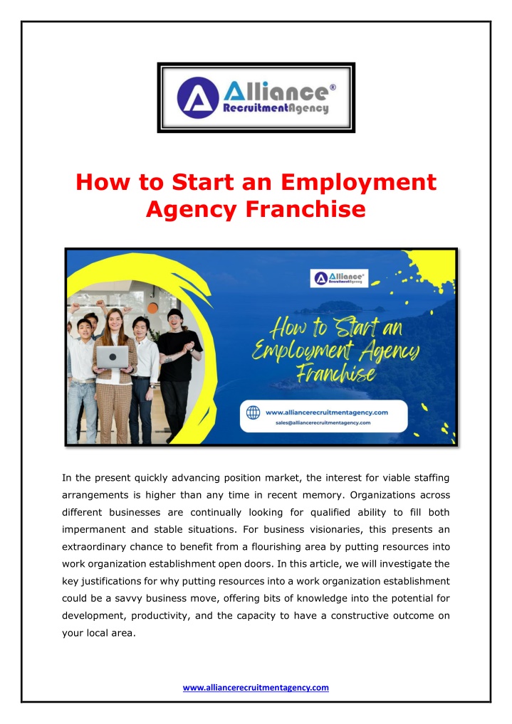 how to start an employment agency franchise n.w