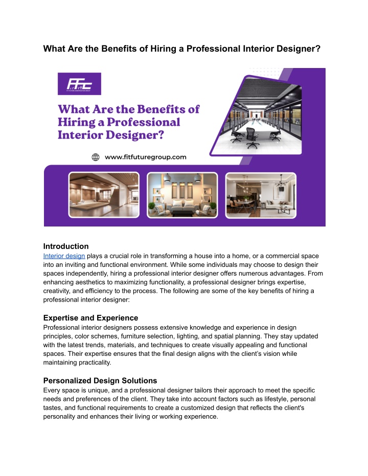 what are the benefits of hiring a professional n.w
