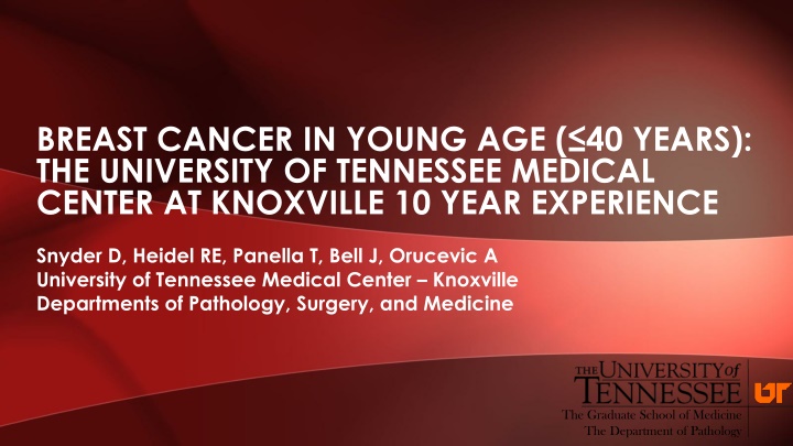Breast Cancer in Young Age: University of Tennessee Medical Center Study
