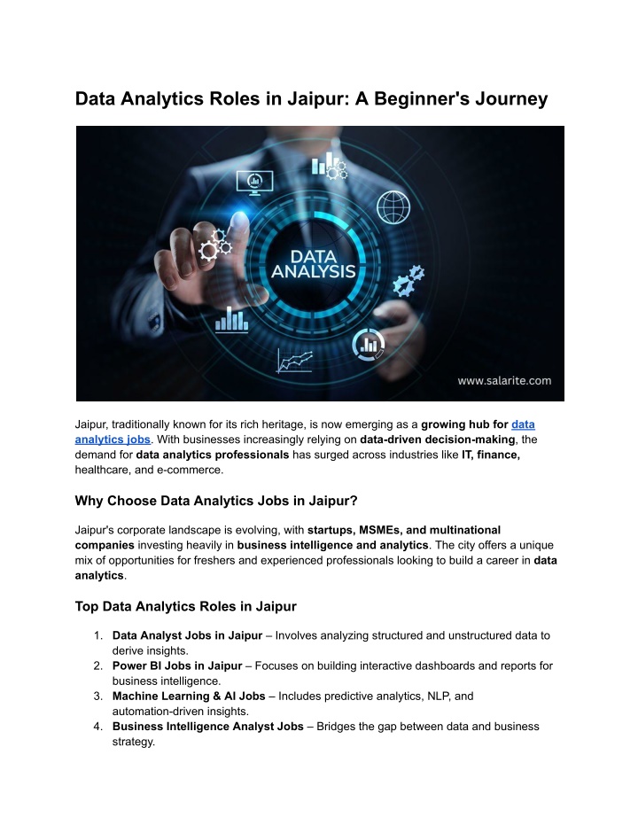 data analytics roles in jaipur a beginner n.w