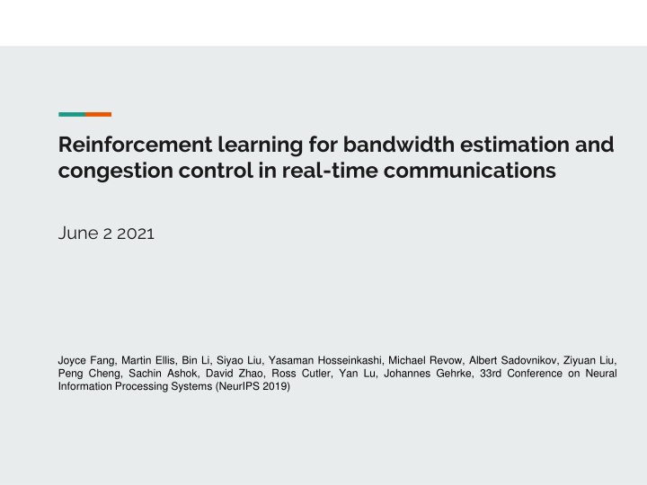 Reinforcement Learning for Bandwidth Estimation in Real-Time Communications
