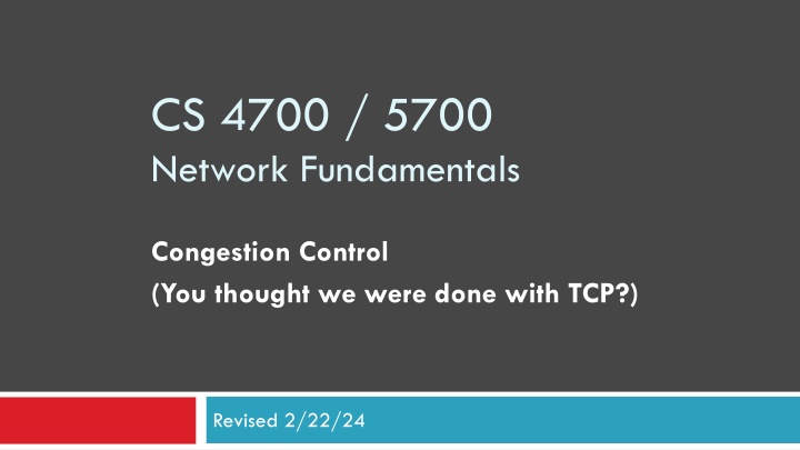 Network Congestion Control Fundamentals