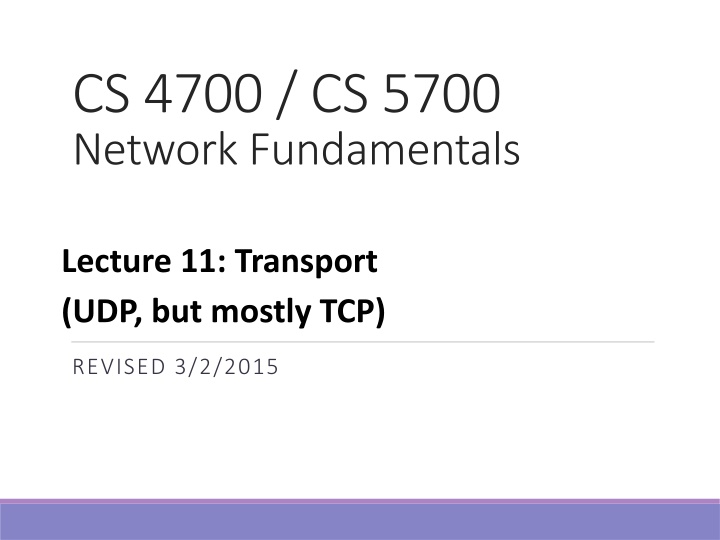Network Fundamentals: Transport Layer Overview