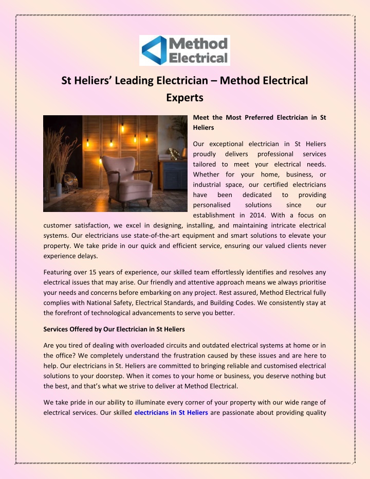 st heliers leading ele ctrician method electrical n.w
