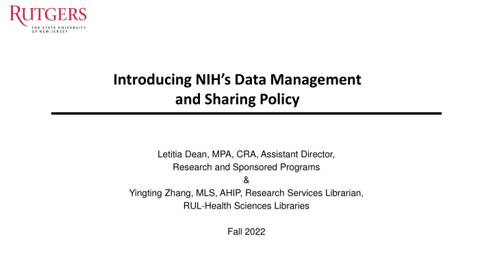 Introducing NIH’s Data Management