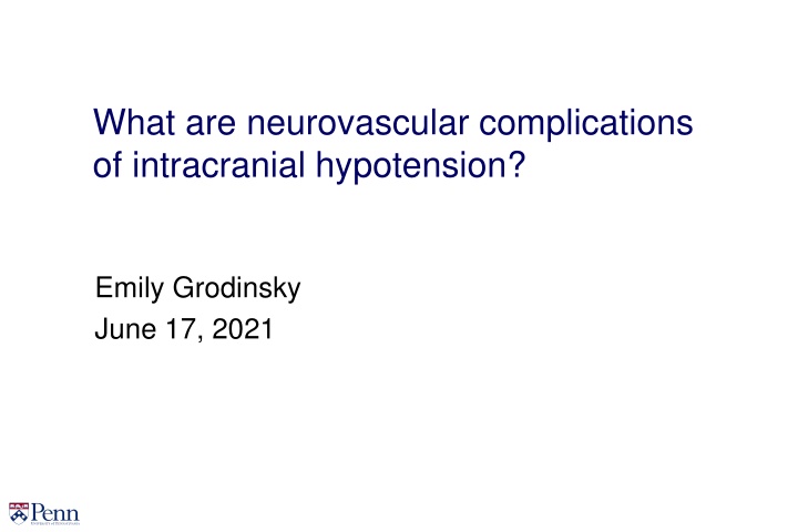 Neurovascular Complications of Intracranial Hypotension