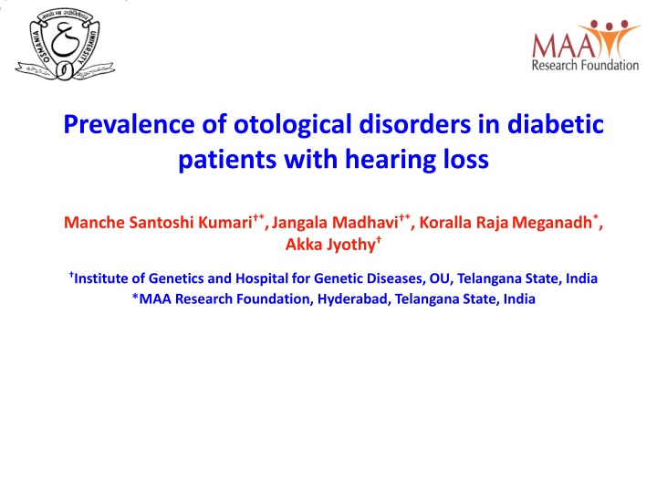 Prevalence of otological disorders in diabetic  patients with hearing loss