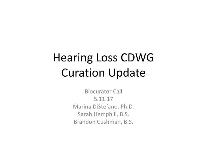 HL Gene Curation Initiative Update