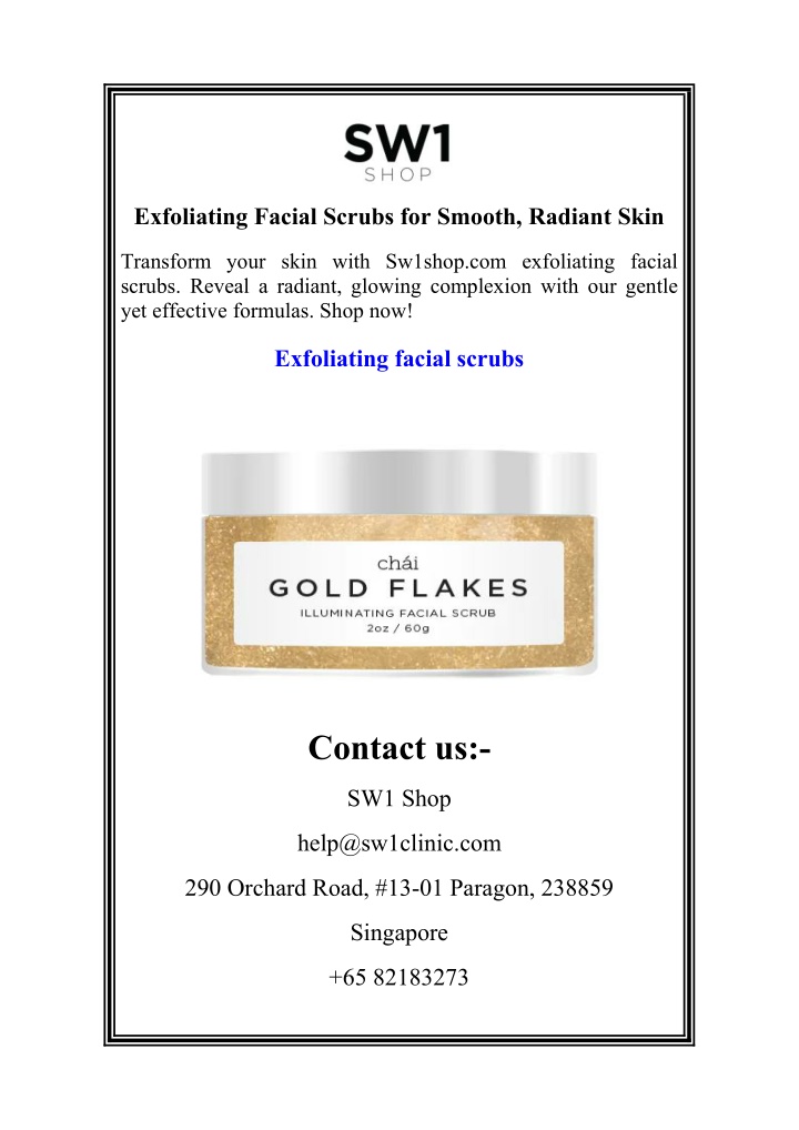 exfoliating facial scrubs for smooth radiant skin n.w