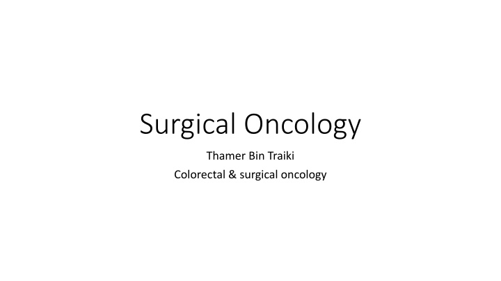 Surgical Oncology