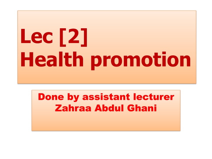 Lec [2] Health promotion