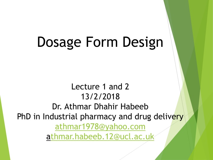 Dosage Form Design
