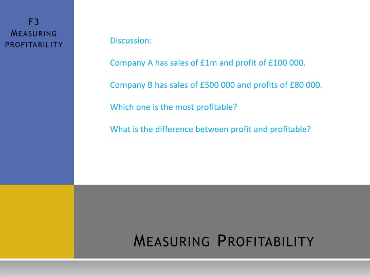 MEASURING PROFITABILITY