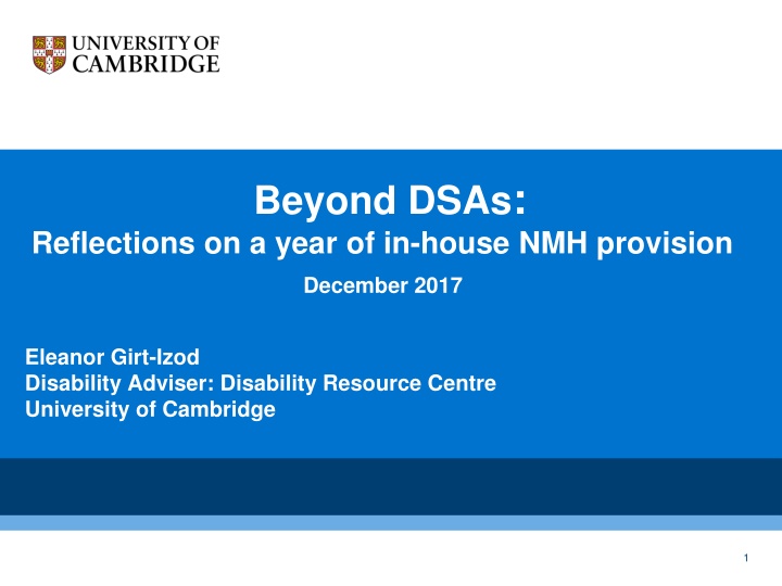 Reflections on In-House NMH Provision: A Year of Progress