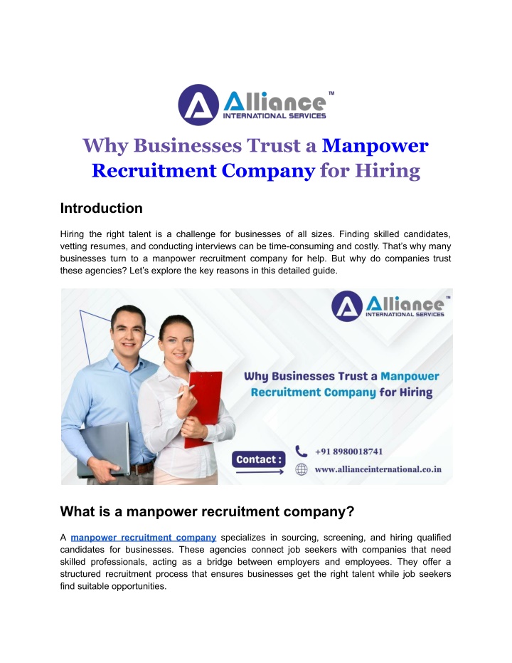 why businesses trust a manpower recruitment n.w