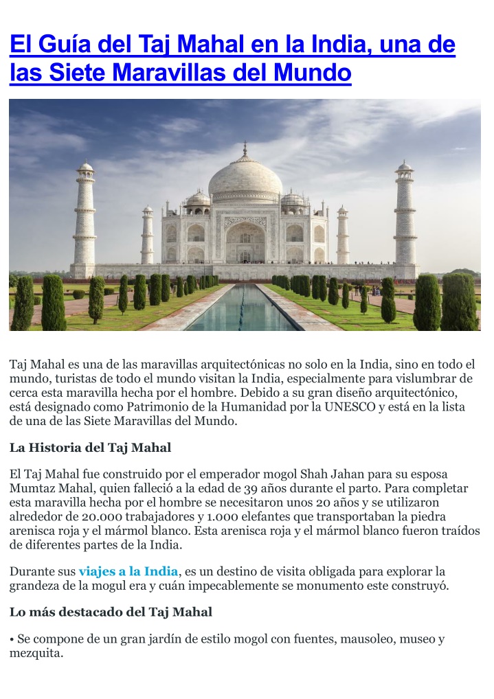 el gu a del taj mahal en la india n.w