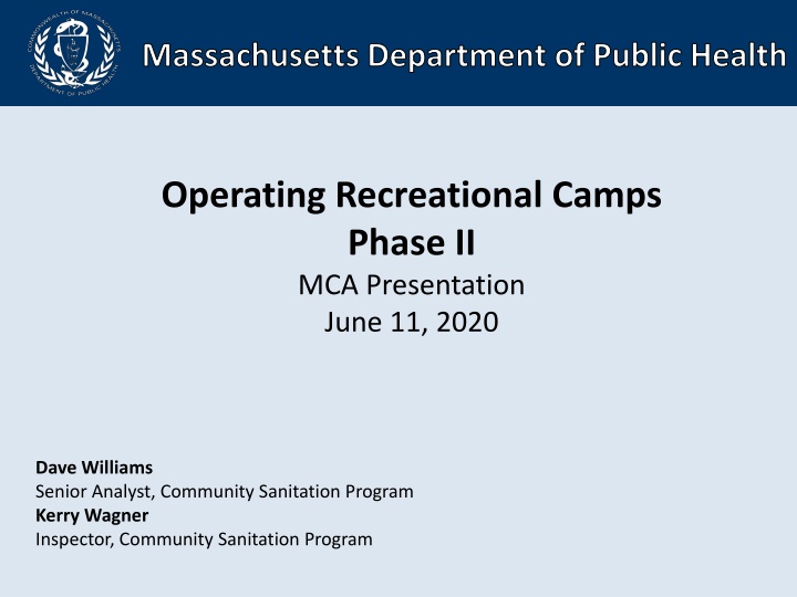 Operating Recreational Camps   Phase II
