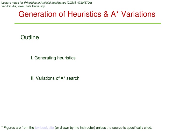 Generation of Heuristics & A* Variations