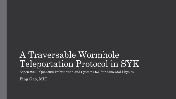 A Traversable Wormhole  Teleportation Protocol in SYK