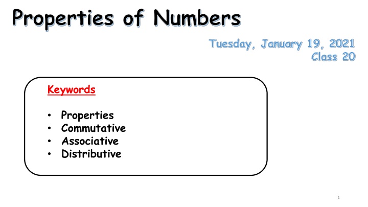 Properties of Numbers