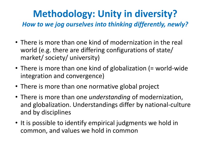Modernization and Globalization: Embracing Diversity