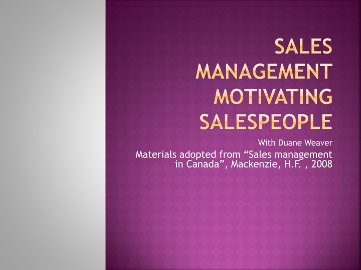 Motivating Salespeople with Duane Weaver Materials