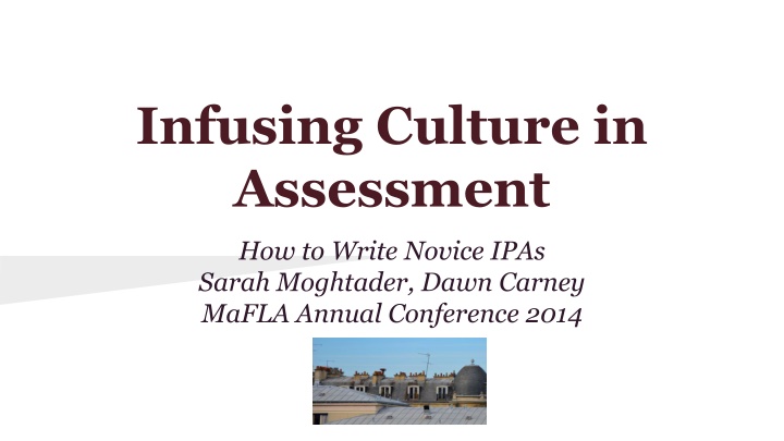 Infusing Culture in Assessment