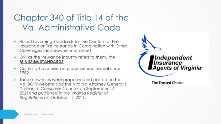 Chapter 340 of Title 14 of the Va.Adminisrative Code