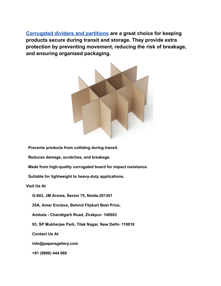 corrugated dividers and partitions are a great n.w