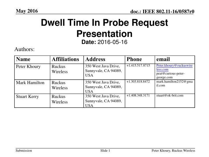Dwell Time In Probe Request  Presentation