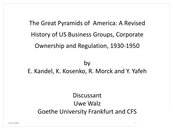 Revised History of US Business Groups, 1930-1950