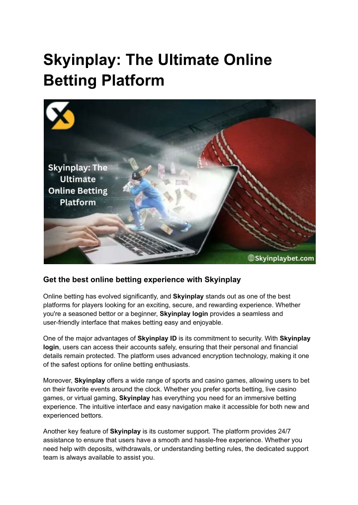 skyinplay the ultimate online betting platform n.w