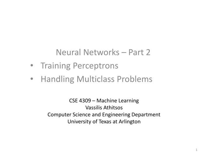 Neural Networks – Part 2