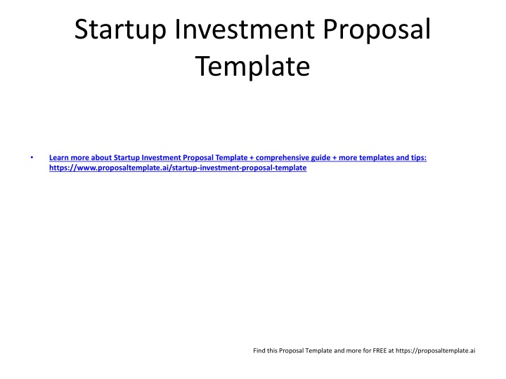 Startup Investment Proposal  Template