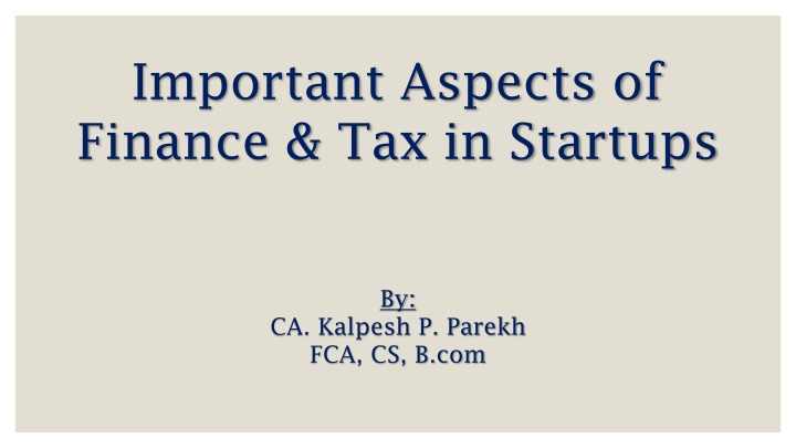 Key Finance & Tax Aspects for Startups