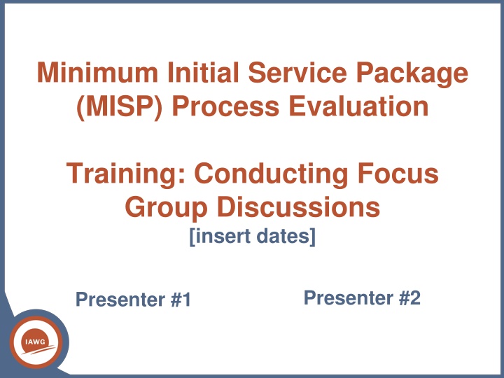 Minimum Initial Service Package (MISP) Process Evaluation Training