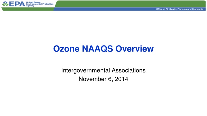 Ozone NAAQS Overview