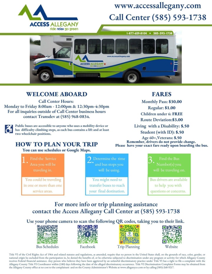 Bus Schedule for Angelica, Belmont, Scio, and Wellsville