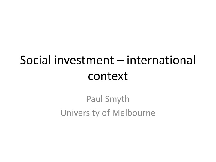 Social Investment Perspectives: History and Shifts in Social Policy