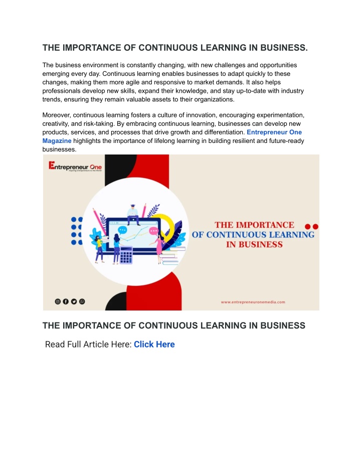 the importance of continuous learning in business n.w
