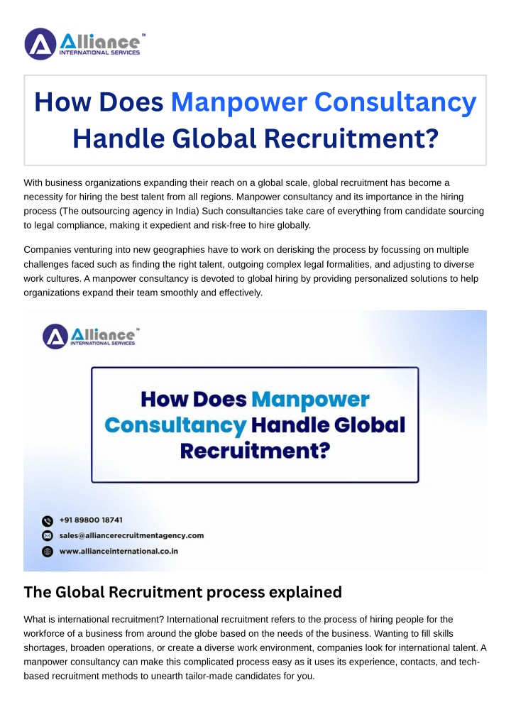 how does manpower consultancy handle global n.w