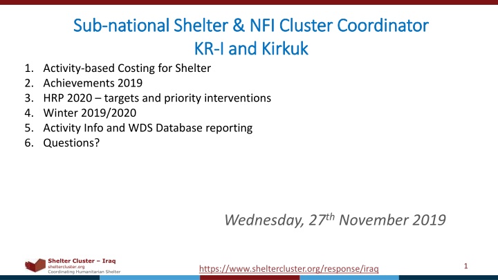 Activity-Based Costing for Shelter Cluster in Iraq