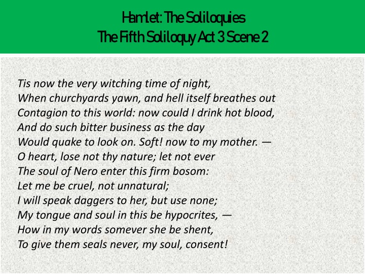 Hamlet's Fifth Soliloquy in Act 3, Scene 2 - Contemplating Brutal Honesty