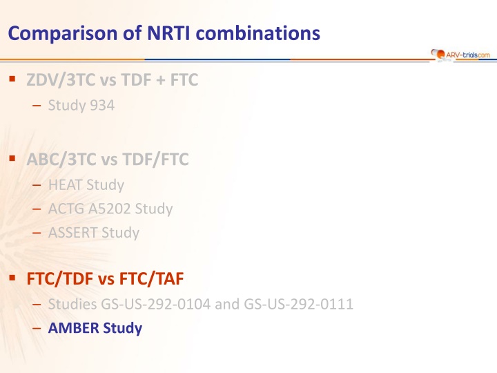 Comparison of NRTI combinations