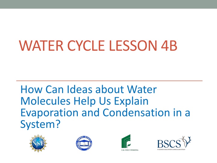 WATER CYCLE LESSON 4B