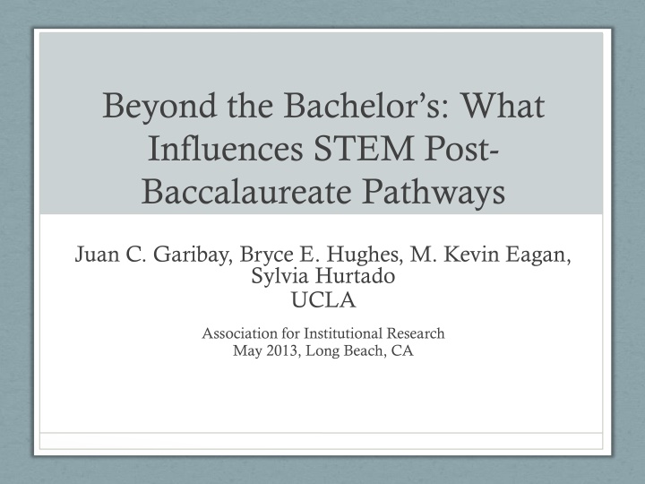 Influences on STEM Post-Baccalaureate Pathways